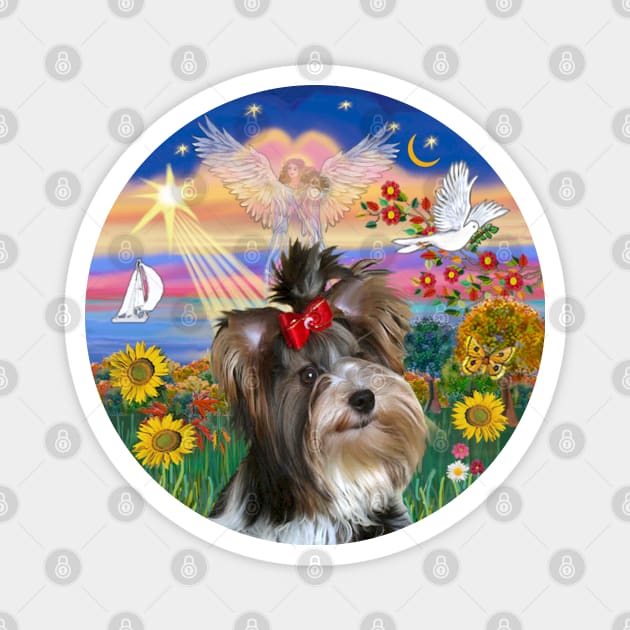 "Autumn Angel" with a Biewer Yorkshire Terrier Magnet by Dogs Galore and More